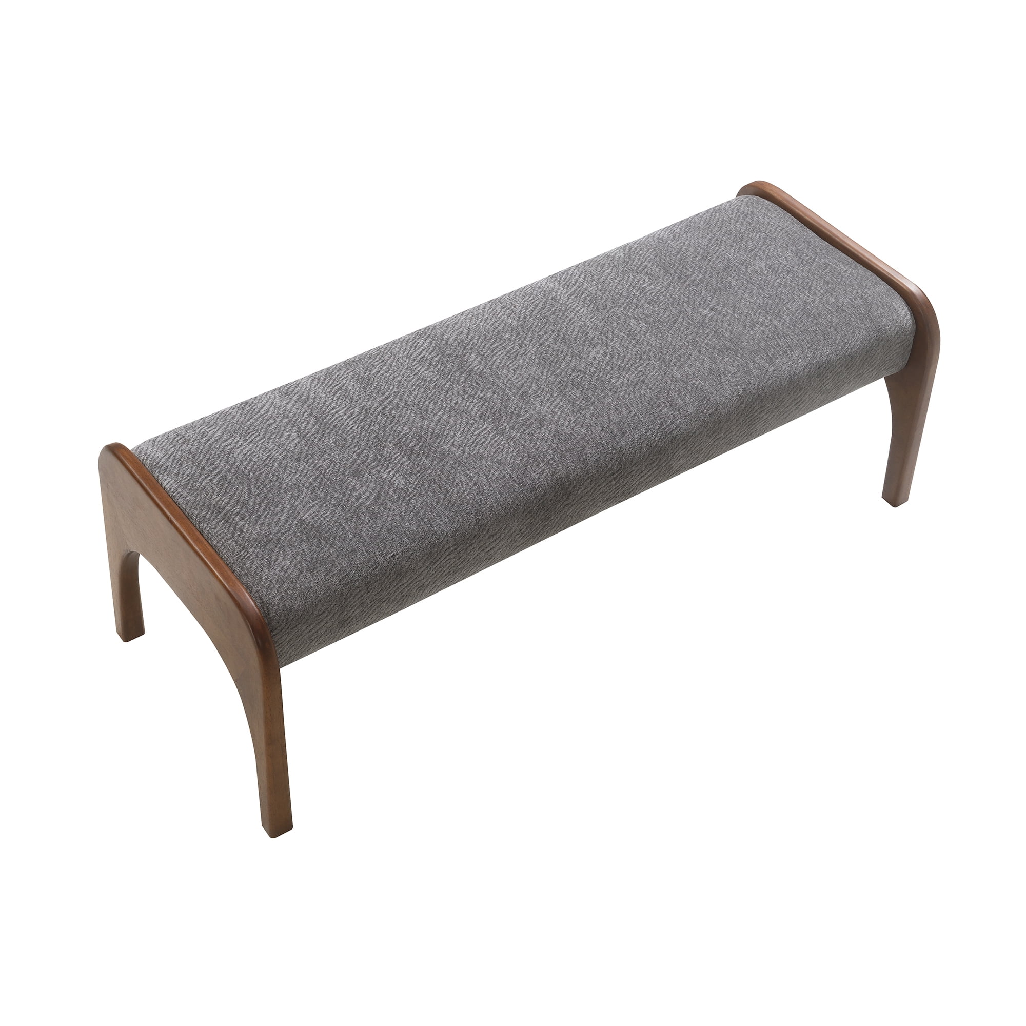 HOQBN Upholstered Long Bench, Modern Dining Bench with Soft Chenille Fabric &Rubber Wood Legs for Kitchen Table, Bedroom, Entryway Grey