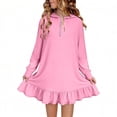 thumbnail image 1 of Tauxra Robe à Capuche Unie pour Femmes Robe Décontractée à Manches Longues avec Ourlet à Volants Robe Chandail pour Usage Quotidien, 1 of 9