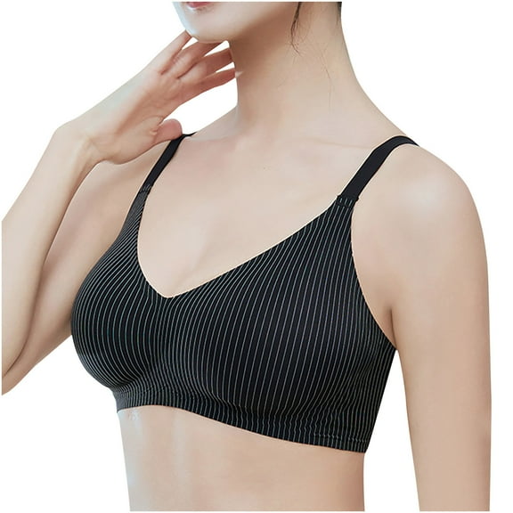 Wenini Sale Clothes Seamless Bras for Women Fashion Loose Comfy Soft Solid Striped Print Women's Jelly Gel Traceless, Steel Ring Free, Comfortable, Breathable, Soft Support Sports Bra