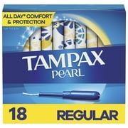 Tampax Pearl Tampons with LeakGuard Braid, Regular Absorbency, 18 Count