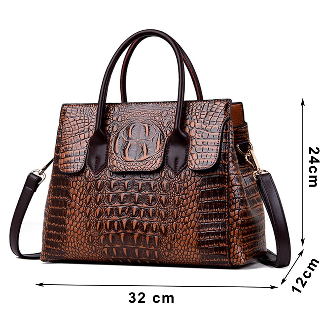 PIKADINGNIS Women Handbag Genuine Leather Bags Women Crocodile Luxury Handbags Women Bags Designer Crossbody Bags Female Retro Tote Handbags