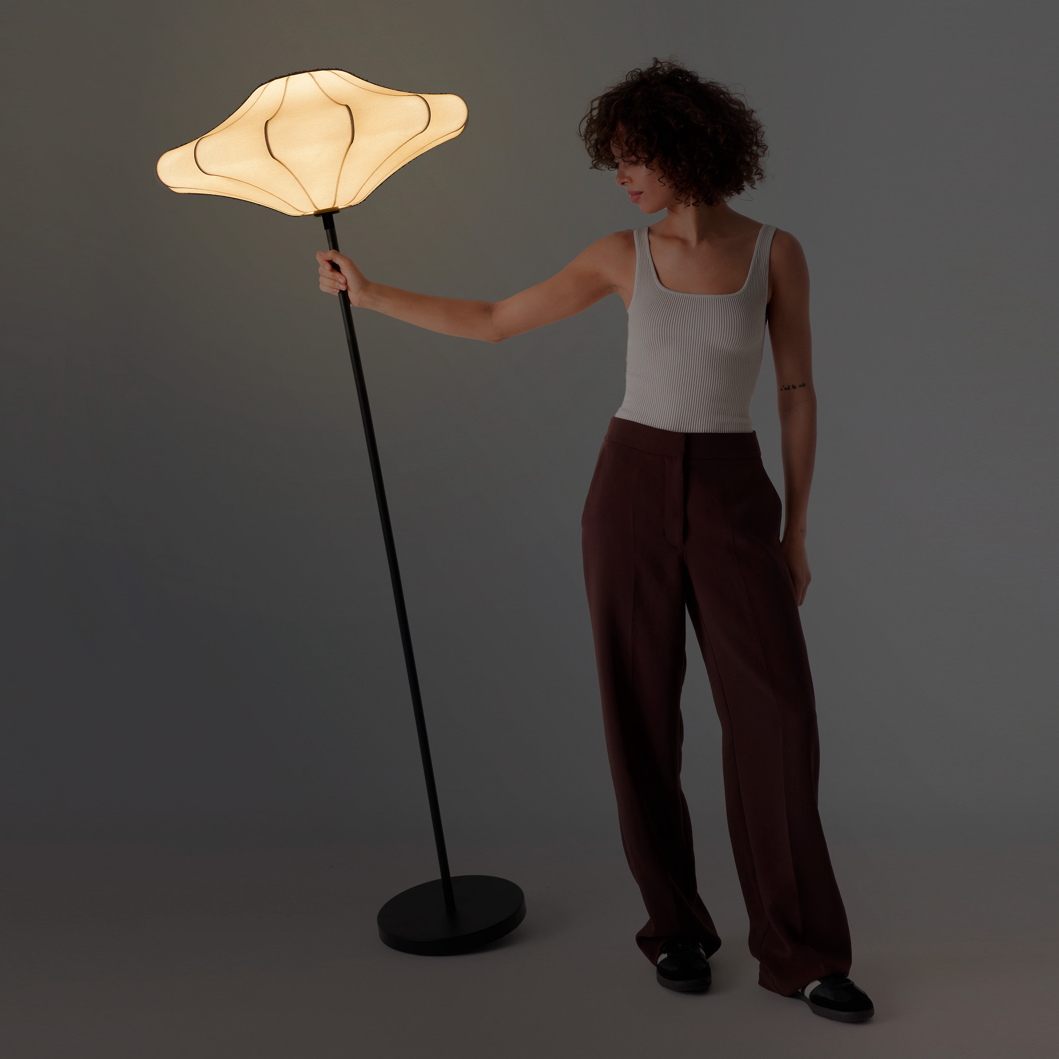Brightech Atlas Tall Floor Lamp with Unique Resin Shade & LED Bulb, Elegant Lamp for Living Rooms & Offices, LED Floor Lamp, Modern Standing Lamp for Bedroom, Great Living Room Décor - Black