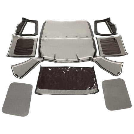 Black Sailcloth Soft Top For Jeep Wrangler YJ 1987-1995 - 2 Door, W/Plastic Windows 10 thumbnail image