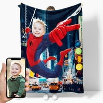 Custom Superhero Blanket with Kids Face Personalized Super Hero Blanket for Boys Girls Customized Birthday Gifts Blankets