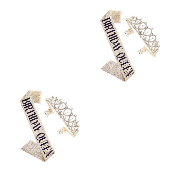 Guardurnaity Bling Rhinestone Crystal Headwear Birthday Anniversary Etiquette Lovely Decorations Belt Cute Decoration Scarf Numero 5 2piezas Guardurnaity CBP591347