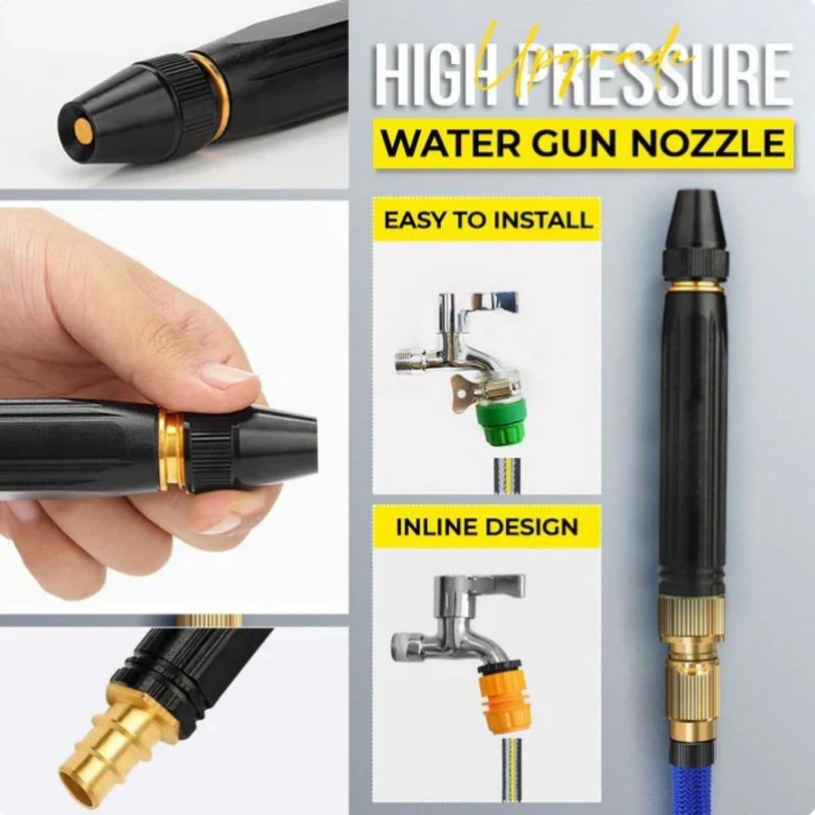 Home High-Pressure Car Wash Water Gun with Booster Nozzle and Hose, High-Pressure Home Wash Water Gun & Hose Set, Multi Function Lawn & Garden Watering Sprayer for Plant Watering Lawn Car