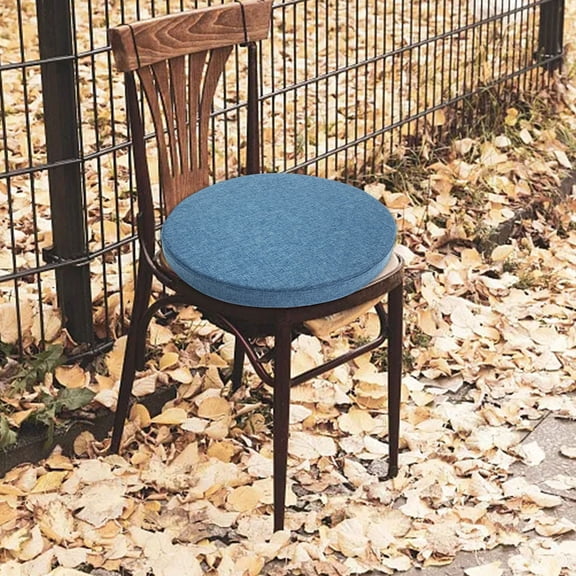 Round Outdoor Chair Cushion, 1.5‑Inch Thick Foam Patio Seat Pad with Ties, Water‑Resistant & Non‑Slip, for Garden, Deck, Camping, Picnic, Office, 18‑Inch Diameter