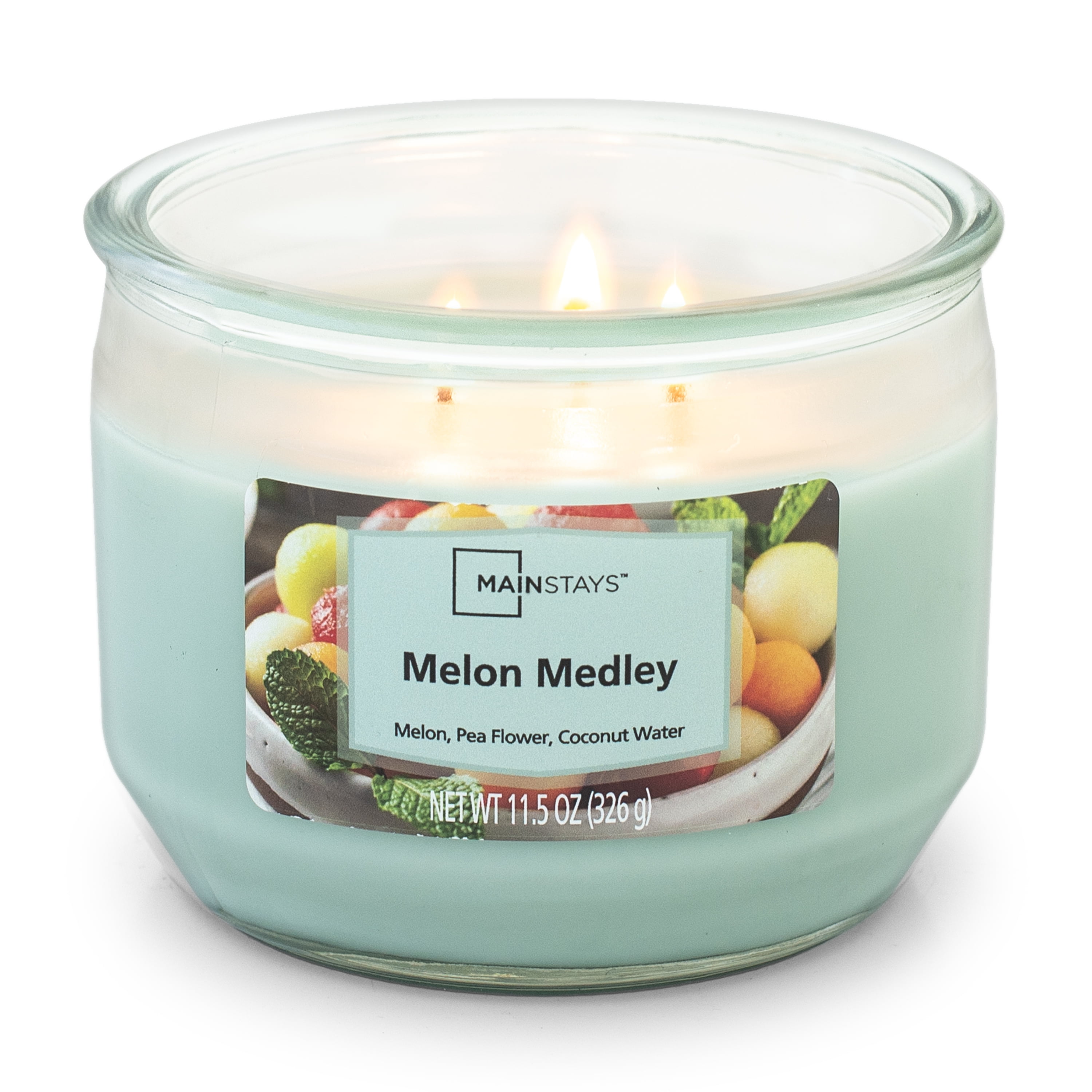 Mainstays Melon Medley Scented 3 Wick Candle, 11.5 oz.