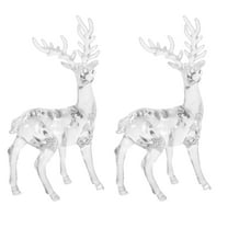 RENACLIPY Set of Transparent Acrylic Deer Figurines Christmas Reindeer Decorations for Fireplace Holiday Home Decor