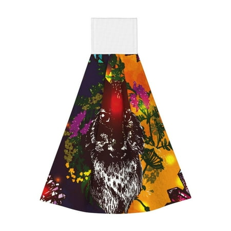 

Horeoi Wolf With Wildflowers Print Coral Fleece Microfiber Hanging Hand Towel Absorbent Hand Towel Quick Dry Thicken Cleaning Cloths Wipes Rags for Kitchen & Bathroom