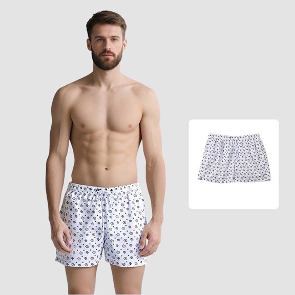 Stamzod Mens Swimsuit Swim Trunks Quick Dry Bathing Suits with Pockets 2 In 1 Beach Shorts White XXL