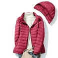 thumbnail image 4 of UTSJKR Women's Plus Size Warm Quilted Puffer Coat Packable Ultra Lightweight Short Down Jackets Outerwear with Removable Hood Wine XXXL, 4 of 8