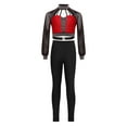 thumbnail image 3 of Zaldita Kids Girls Shiny Rhinestone Long Sleeve Dance Crop Top with Figure Skating Leggings Set Performance Dancewear Red 12, 3 of 7