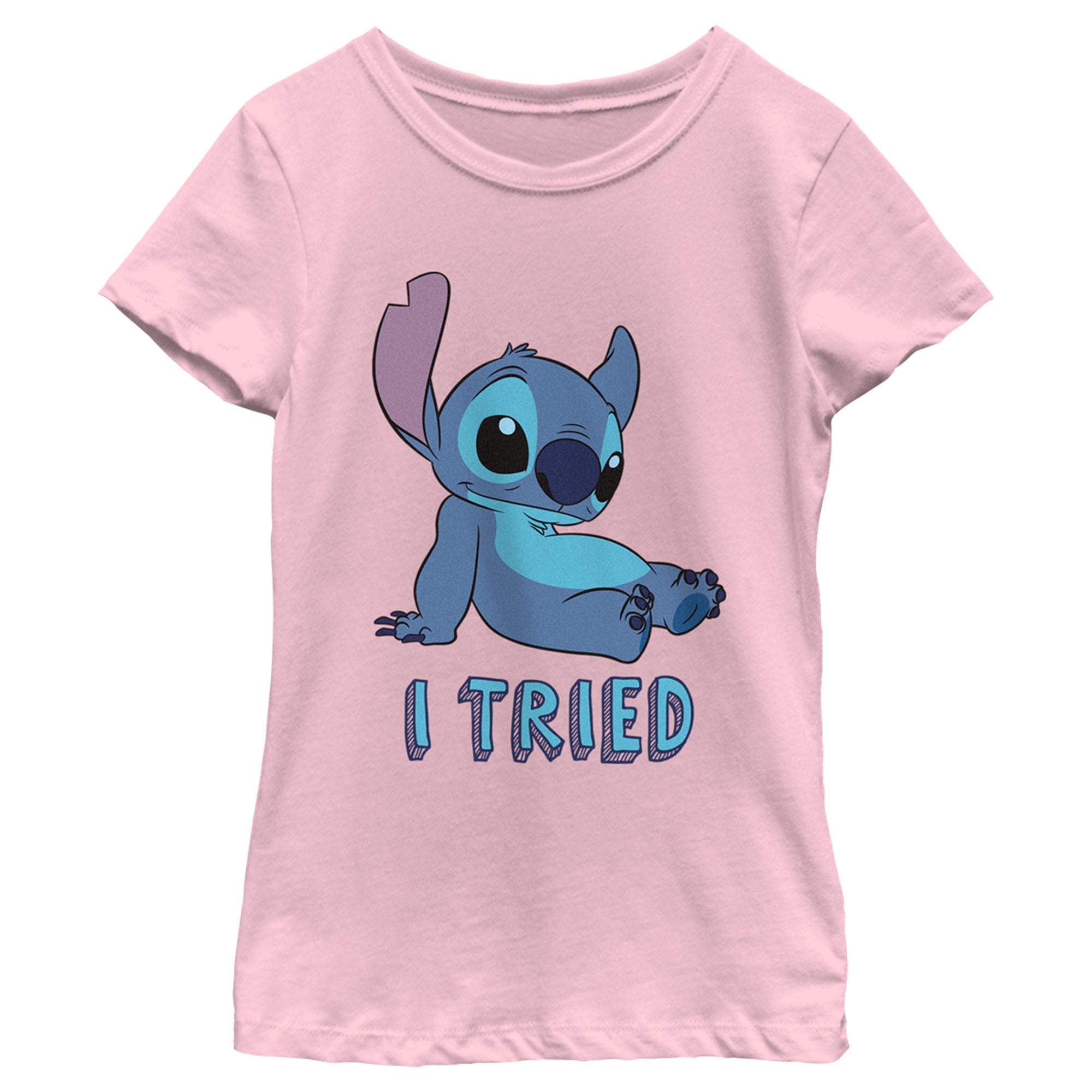 Girl's Lilo & Stitch Cute Logo Graphic Tee Light Pink Medium