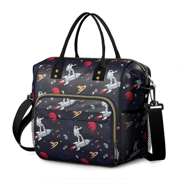 Space Galaxy Insulated Lunch Tote Bag - Leakproof Cooler Bag with Multi-Pocket for Office, School, Picnic, Travel