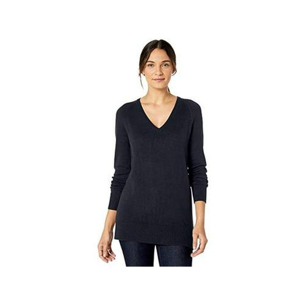 Lark & Ro - Brand - Lark & Ro Women's Long Sleeve Tunic V-Neck Sweater,  Dark Navy,... - Walmart.com - Walmart.com