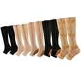 thumbnail image 1 of Aosijia 5 Pairs Unisex Compression Socks Toe Open Leg Support Stocking Knee High Socks with Zipper for Mens Womens M, 1 of 13