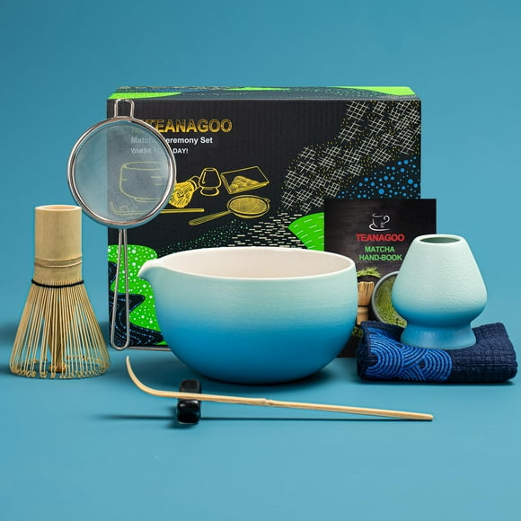 Set de batidores para matcha TEANAGOO Blue con cuenco de 510 ml, batidor y cuchara