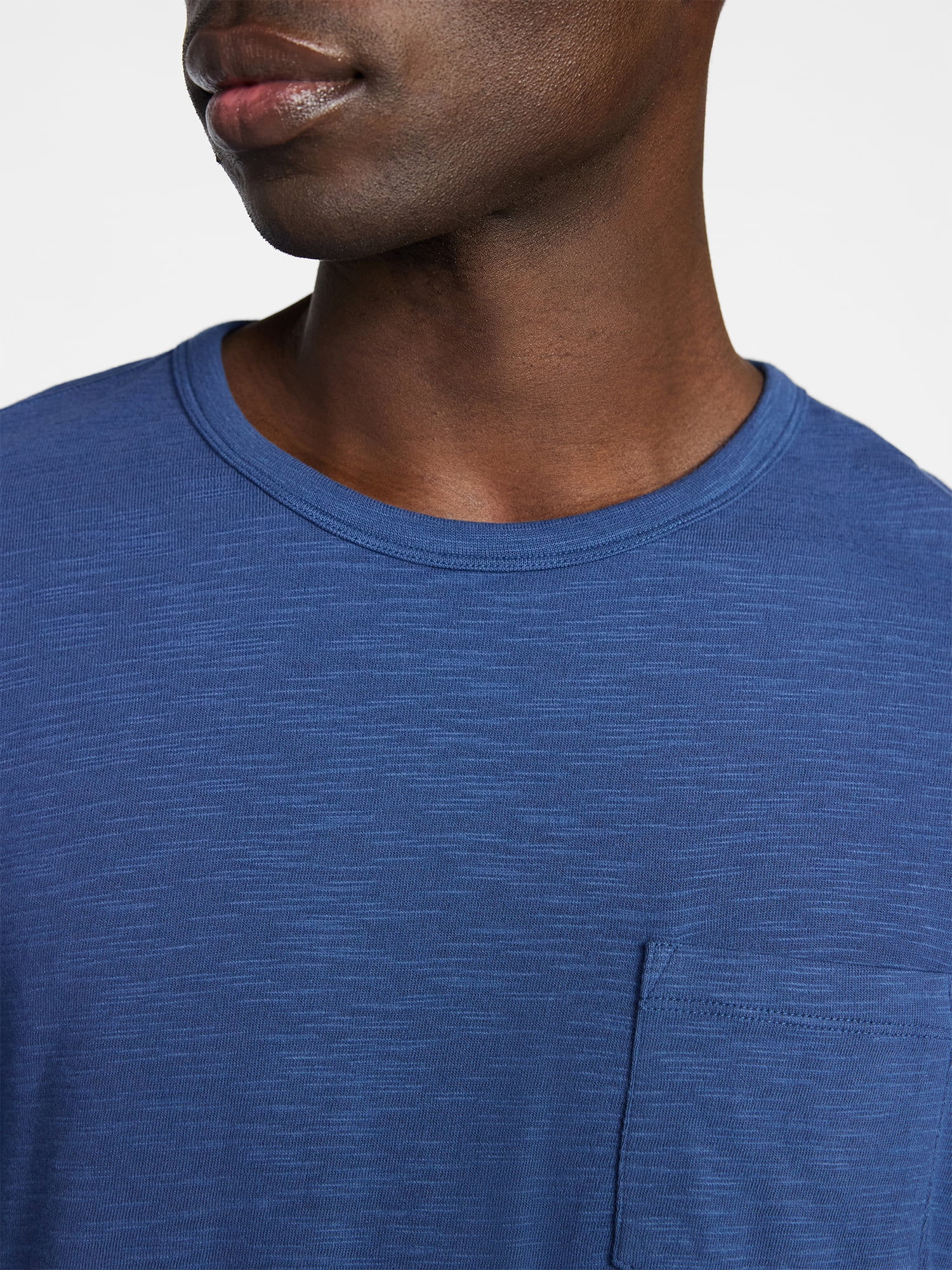 George Men's and Big Men's Slub Pocket Crewneck Tee with Long Sleeves, Size XS-3XL