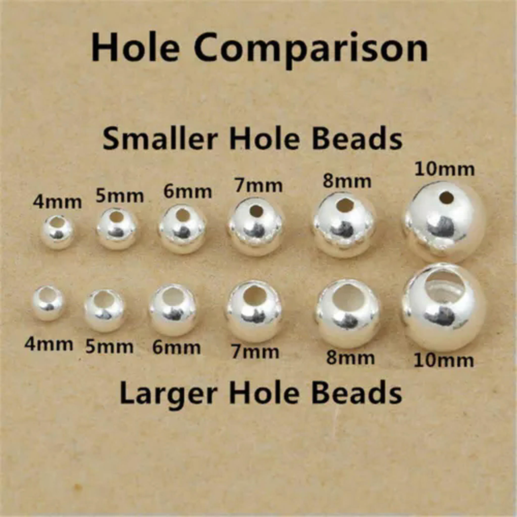 HOOUN 925 Sterling Silver Round Ball Beads Small Hole Seamless Bulk Jewelry 2mm-18mm-2.5MM (50 PCS)
