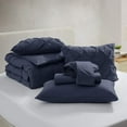 thumbnail image 2 of LammaLoe Twin Comforter Sets, 5 Piece Bed In A Bag Pintuck Bedding Sets, Navy, 2 of 4
