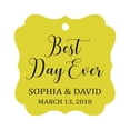 thumbnail image 1 of Darling Souvenir Personalized Fancy Frame Wedding Gift Tags 'Best Day Ever' Custom Name & Date Favor Hang Tags-Yellow-100 Tags, 1 of 1