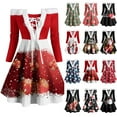 thumbnail image 4 of FcBaudy Robe à Manches Longues à Col en V Longueur Genou, Robes d'Été pour Femmes, Robes pour Femmes Robe à Manches Longues pour Femmes Robe Maxi à Imprimé à Col en V Taille Haute Robe Décontractée Robe Femme, 4 of 4