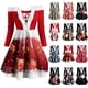 thumbnail image 4 of Vestido de manga larga para mujer Vestido maxi de cintura alta con estampado de cuello en V Vestido casual Fridja  nbo4077, 4 of 4