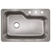 Stainless Steel Single Bowl Drop-In Kitchen Sink, 18-Gauge 304, 3-Hole, 33 x 22 x 8 in.