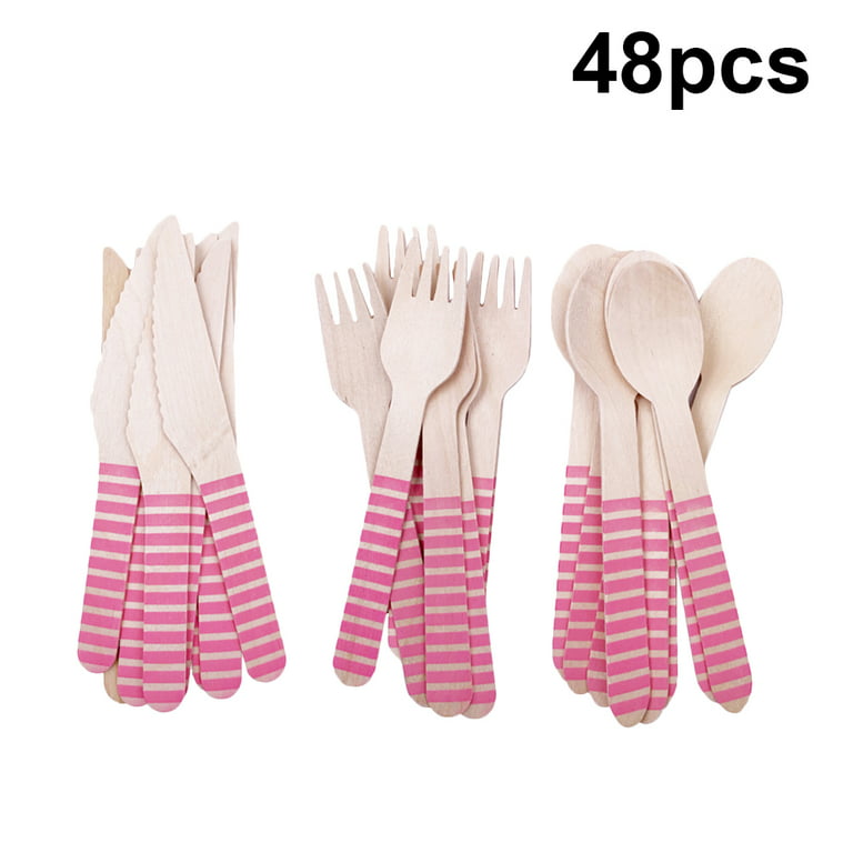 20pcs PINK Heavy Duty Plastic Tableware Disposable Couverts Jetables Knife  Fork Spoon Birthday Party Utensils Party Supplies