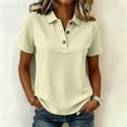 thumbnail image 5 of TGSLY Women's Work Golf Shirts Soft Breathable Collared Short Sleeve Tops Relaxed Dressy Casual Half Button Down Solid Color Blouses L, 5 of 7