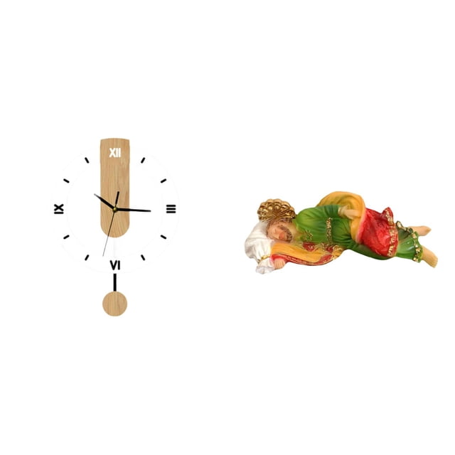 Reloj de pared,Reloj de pared decorativo para baño y dormitorio.,Reloj de pared redondo silencioso y sin tictac,regalo,Estatua de José,Estatua de José durmiendo Figura religiosa