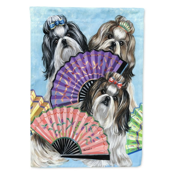 Carolines Treasures PPP3190CHF Shih Tzu Top Fans Flag Canvas House Size  Large multicolor