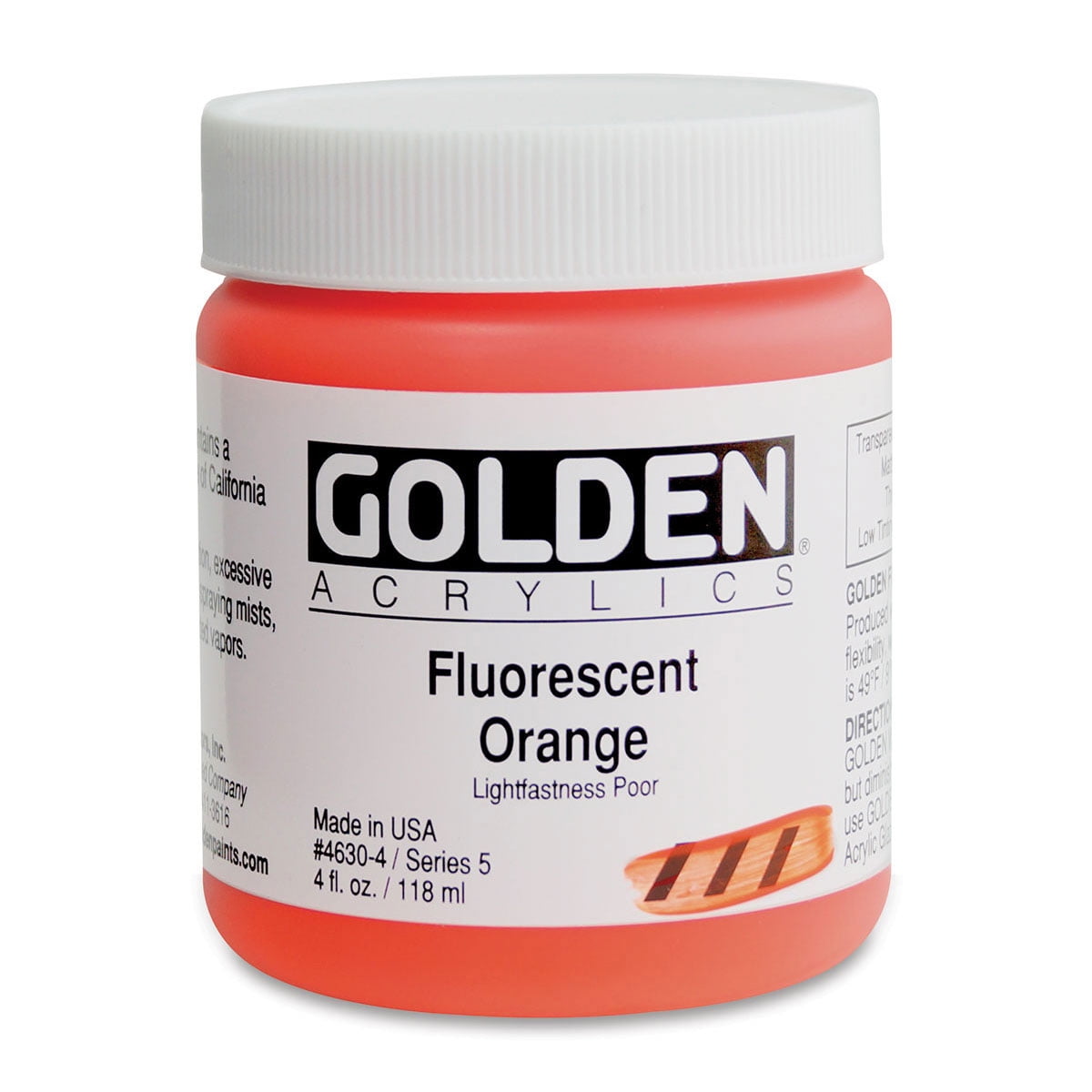 Golden® Fluorescent Acrylic Color, 4 oz., Fluorescent Orange