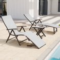 thumbnail image 2 of Pellebant Set of 3 Outdoor Chaise Lounge & Table Set Aluminum Patio Folding Chairs,Light Gray, 2 of 8