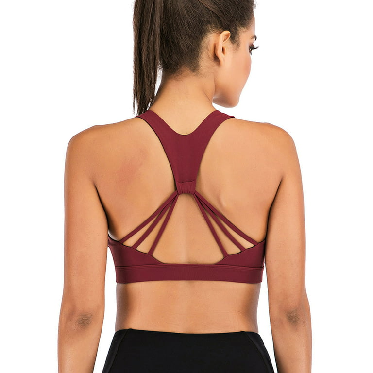 FANNYC Cross Back Sport Bras Padded Strappy Criss Cross Cropped Bras for  Yoga Workout Fitness Activewear Sexy Padded Yoga Bra Tops With Good Support