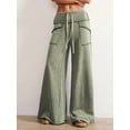 thumbnail image 6 of Women's Wide Leg Cargo Pants Drawstring Elastic Waist Loose Lounge Trousers, 6 of 7