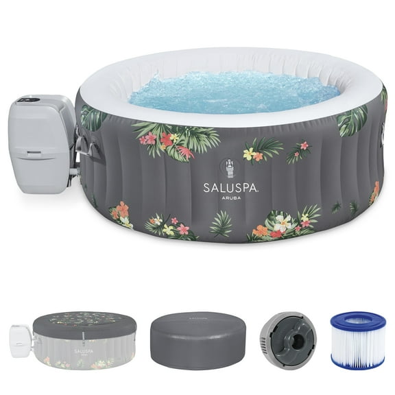 Open Box Bestway SaluSpa Aruba AirJet Hot Tub with EnergySense Cover, Grey