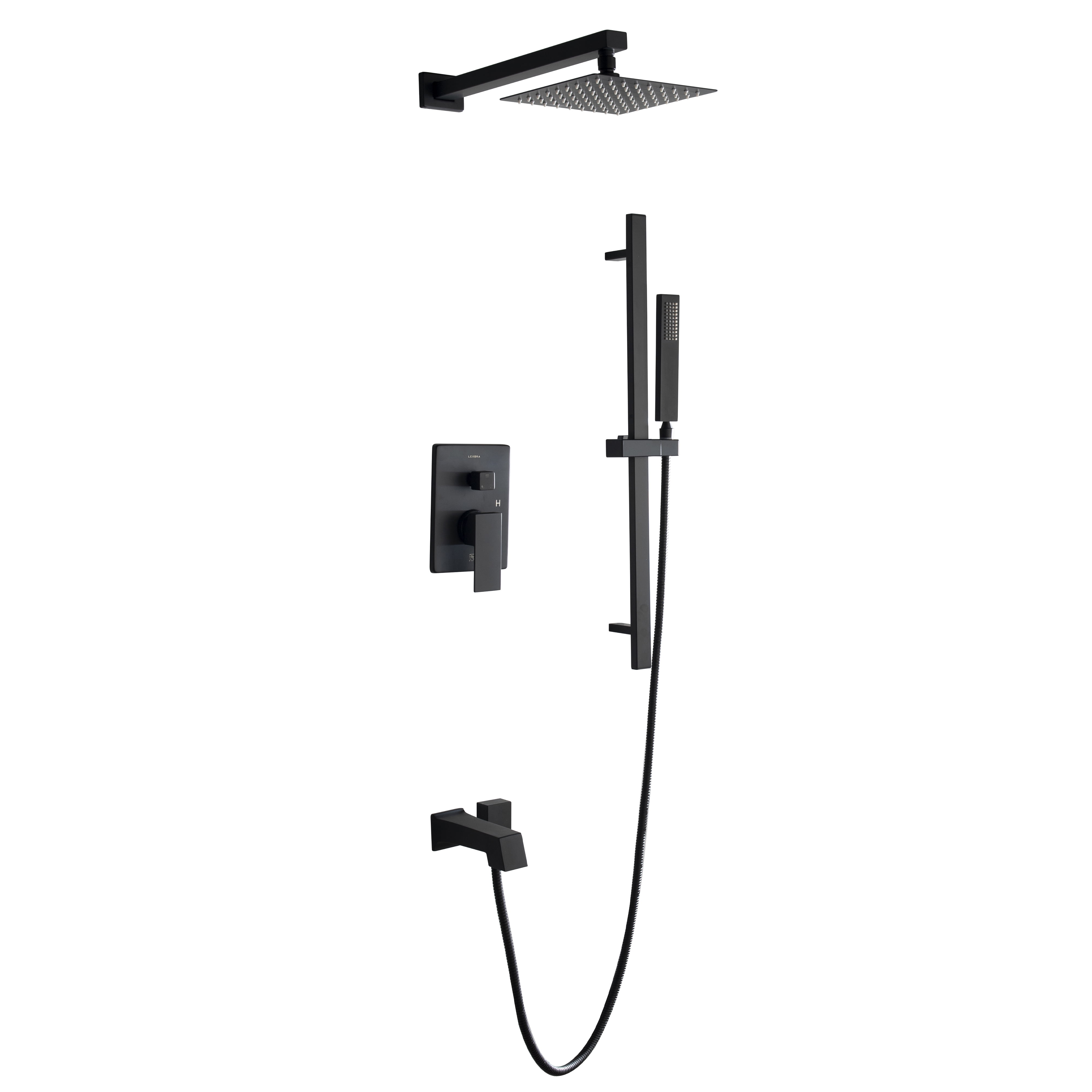 Lexora LSS12011MB 8 in. Cero Square Rain Shower & Handheld Set