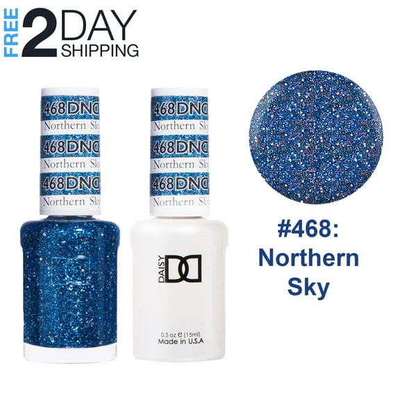 DND Gel Nail Polish & Nail Lacquer Set Soak Off Duo Set - #468 Northern Sky, 0.5 oz