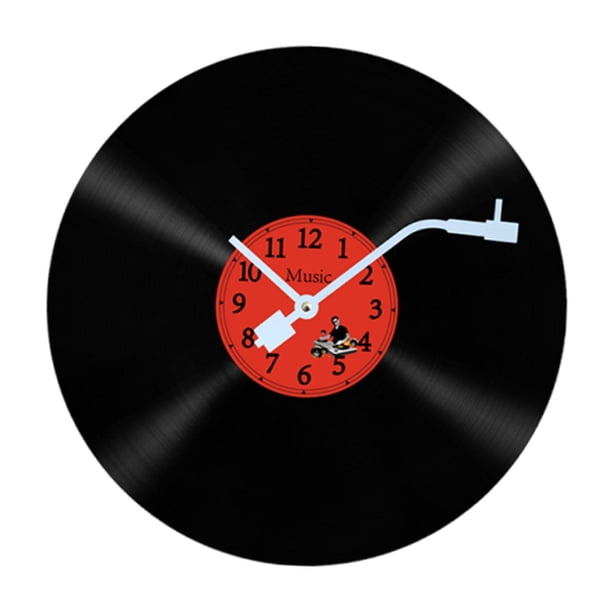 Reloj de pared de vinilo ligero para decoración del hogar, negro, silencioso, para sala de estar, habitación infantil, estudio, cocina.