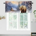 thumbnail image 2 of Cortinas con cenefa de oso, diseño de bosque invernal, animal salvaje, pino, árbol, copo de nieve, privacidad, decorativas, con bolsillo para varilla, cortinas cortas para ventana, 54 x 18 pulgadas, 2 of 5