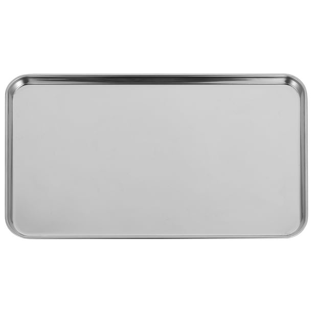 ColoMX Bandeja para servir: Bandeja rectangular de acero inoxidable para alimentos, plato de frutas liviano, bandeja de almacenamiento de fondo plano para el hogar y el restaurante, color plateado