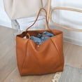 thumbnail image 4 of Bolso de mano HOXIS Oversize de piel sintética para mujer naranja-marrón, 4 of 7