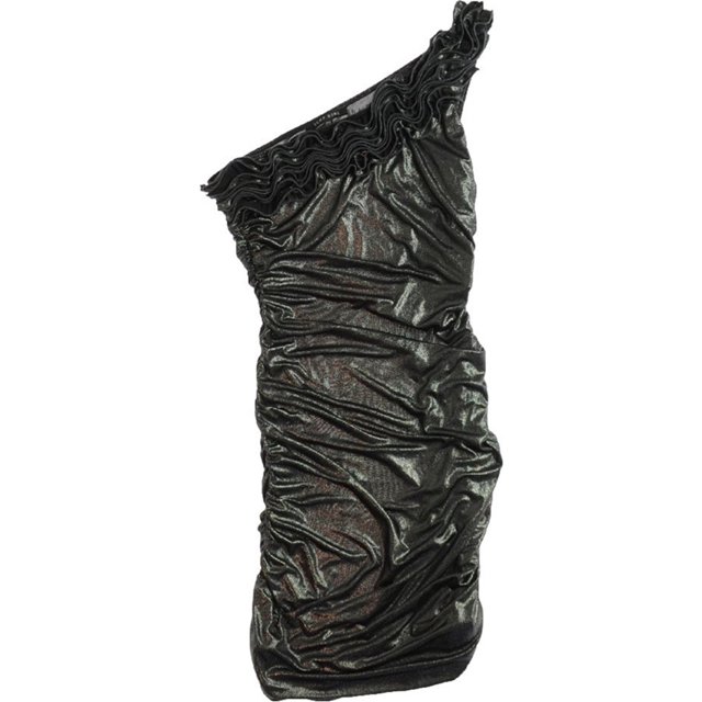 Jump Apparel Vestido de un hombro con correa para mujer, Metálico, 1/2