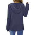 thumbnail image 3 of Fantaslook Plus Size Hoodies for Women Waffle Knit Sweatshirts Drawstring Long Sleeve Tops Button V Neck Pullover, 3 of 10