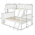 thumbnail image 5 of Costway Twin over Full Bunk Bed Rubber Wood Convertible with Ladder Guardrail White, 5 of 12