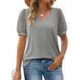 thumbnail image 1 of Camiseta Casual de Verano para Mujer Manga Corta de Malla Blusa de Ajuste Holgado Nituyy Gris,Camiseta aireada sencilla, 1 of 5