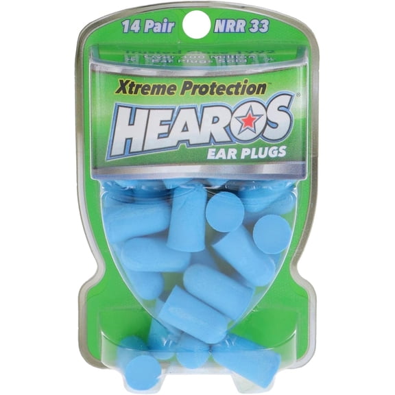 HEAROS Extreme Protection Ear Plugs, NRR 33 Foam Ear Plugs for Noise Reduction, Blue, 14 pairs