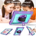 thumbnail image 4 of for Samsung Galaxy Tab S10 Plus 2024/S9 Plus 2023/S8 Plus 2022/S7 FE 2021/S7 Plus 2020 12.4 Inch,360 Kickstand Handle Wrist Strap Armor Heavy Duty Rugged Cover + Adjustable Shoulder Strap,Purple+Blue, 4 of 7